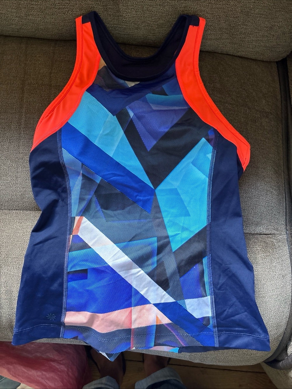 ATHLETA Tank Top Compression Liner Womens S Blue/orange Bra  Cycling Jogging